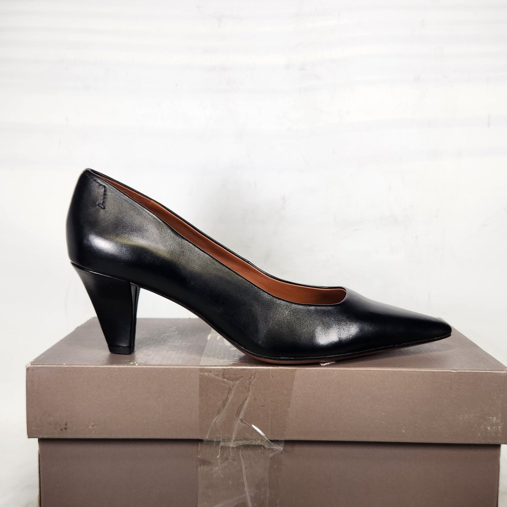 Franco Sarto Pump Women Size 9 Black Leather Pointed Toe Slip On Dress Shoes